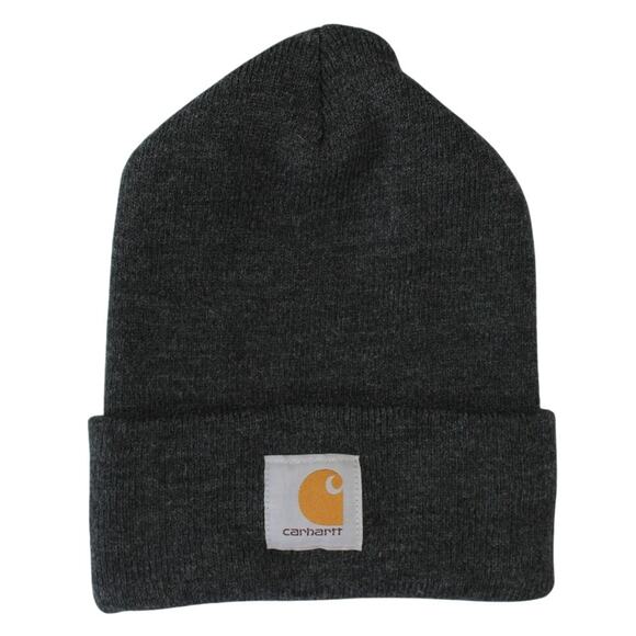 Carhartt A18 Beanie Hat OSFA Dark Gray Knit Cuffed Workwear Made in Canada - Picture 1 of 6